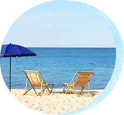 パラソル・ビーチベッド・空気入れ無料貸し出し